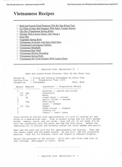 Vietnamese recipes from 1996 Internet