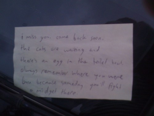 note on car