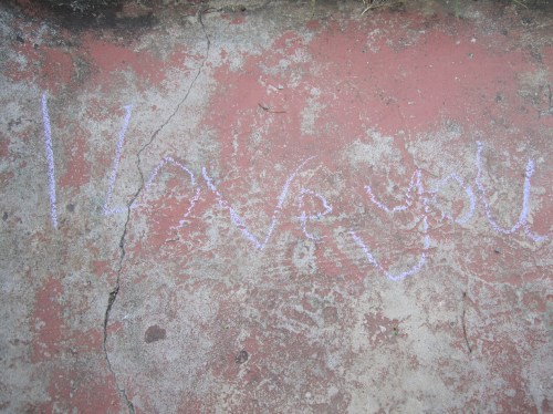 i love you chalk writing